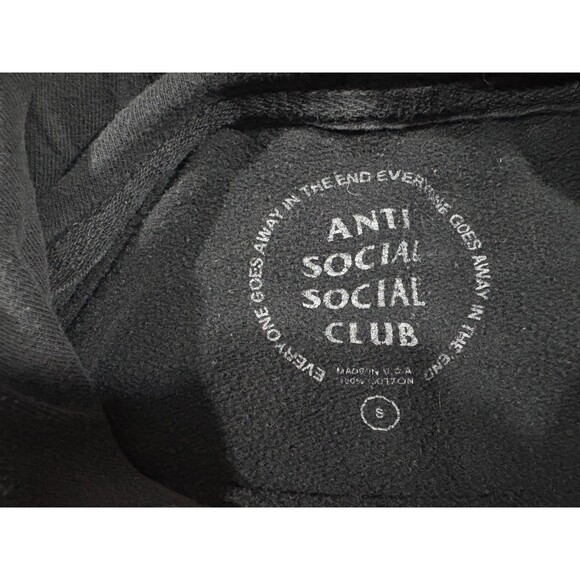 Anti Social Social Club Black Faded Parrot Print Pullover Hoodie Sweatshirt Sz S - Picture 7 of 11